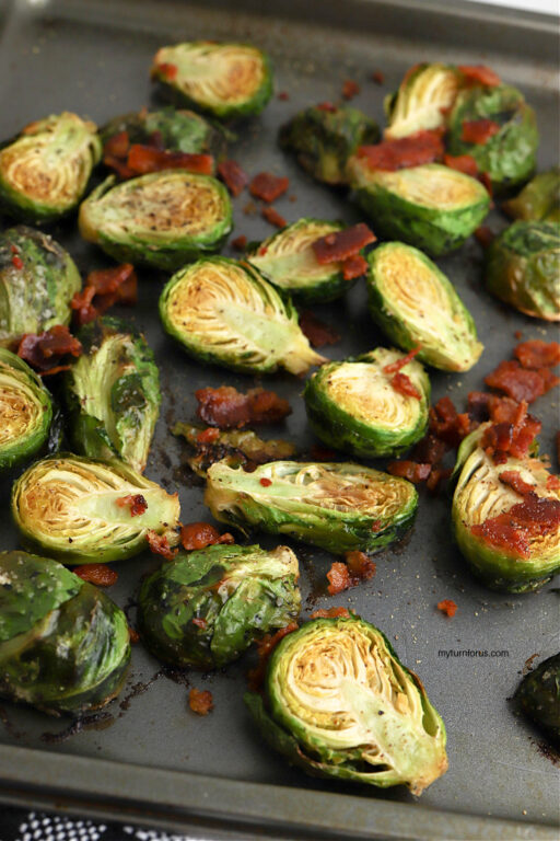Sheet Pan Brussel Sprouts and Bacon My Turn for Us