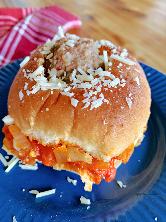 sausage and peppers sliders ,meatball sliders with a twist