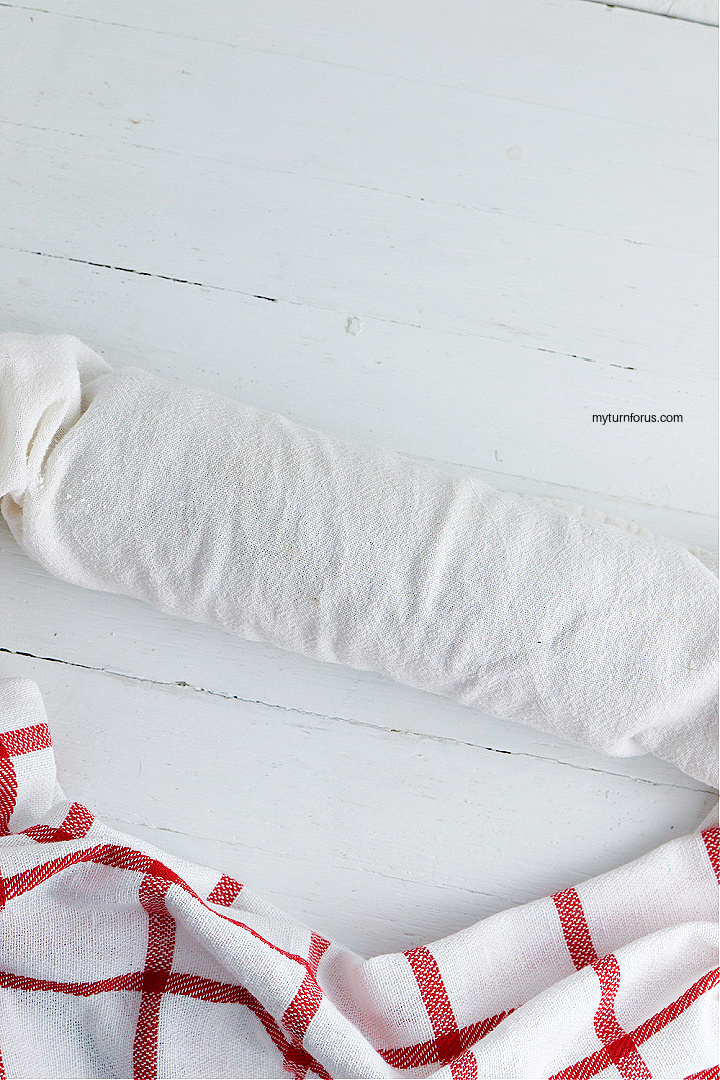 chocolate peppermint cake roll in towel