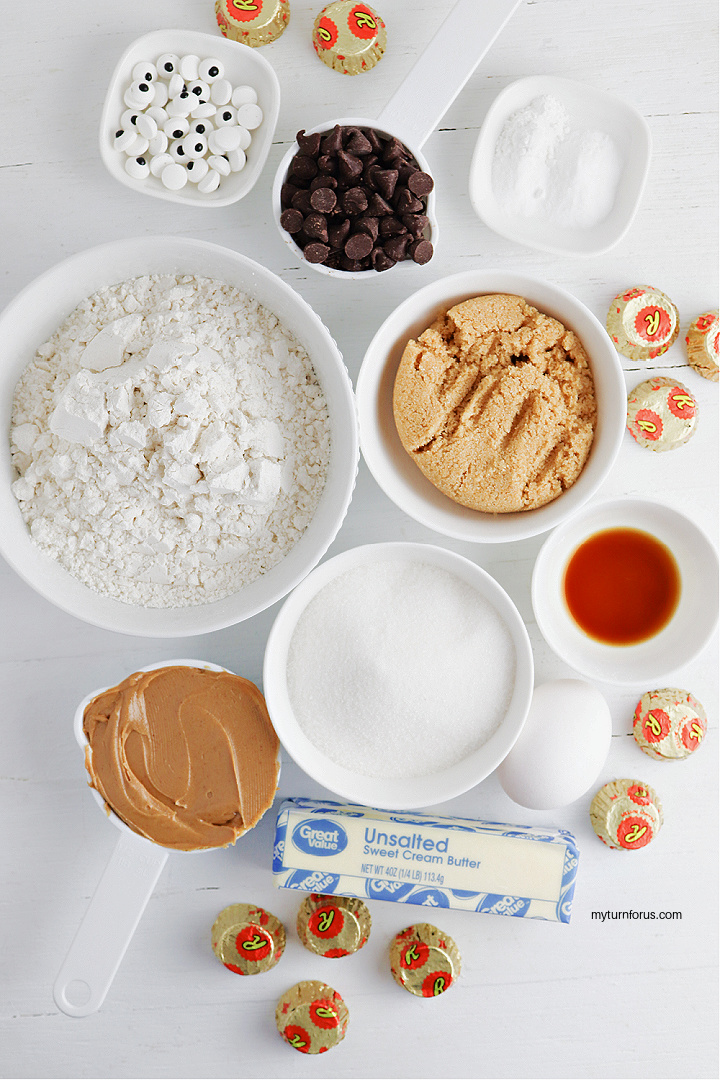 ingredients for peanut butter spider cookies