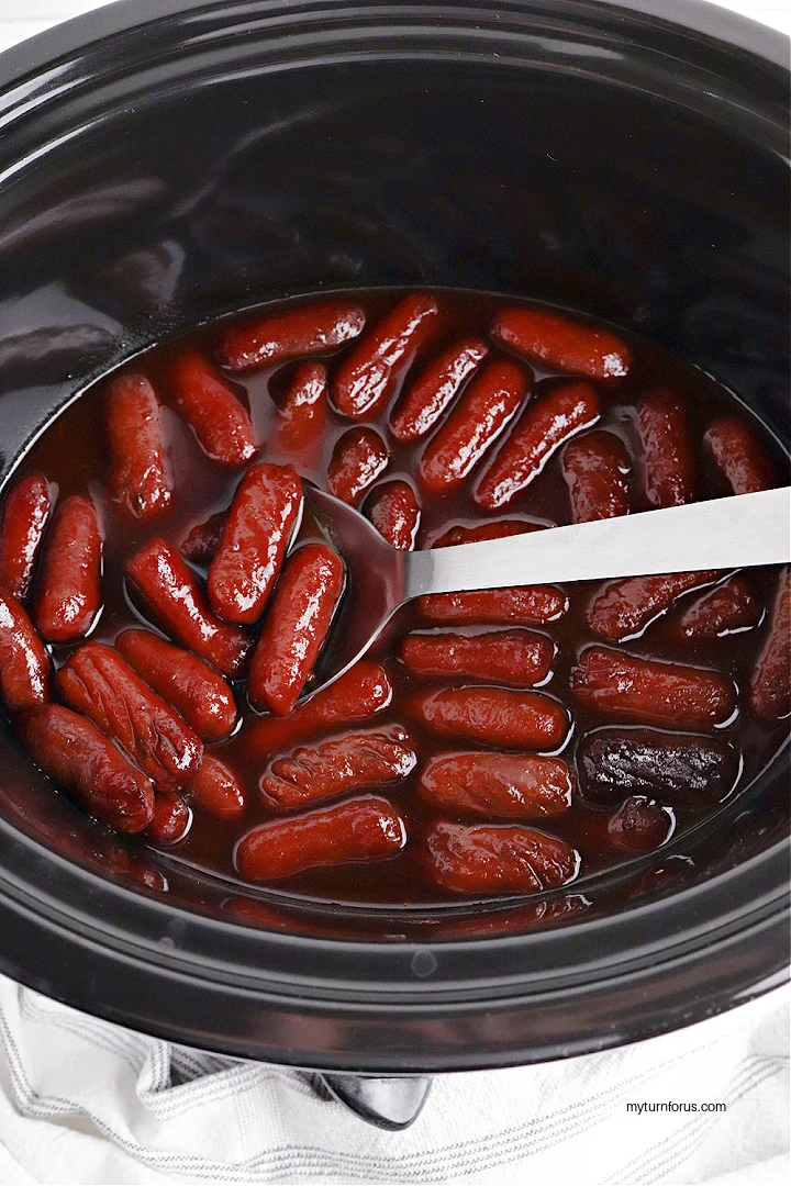 sweet and spicy little smokies in crockpot