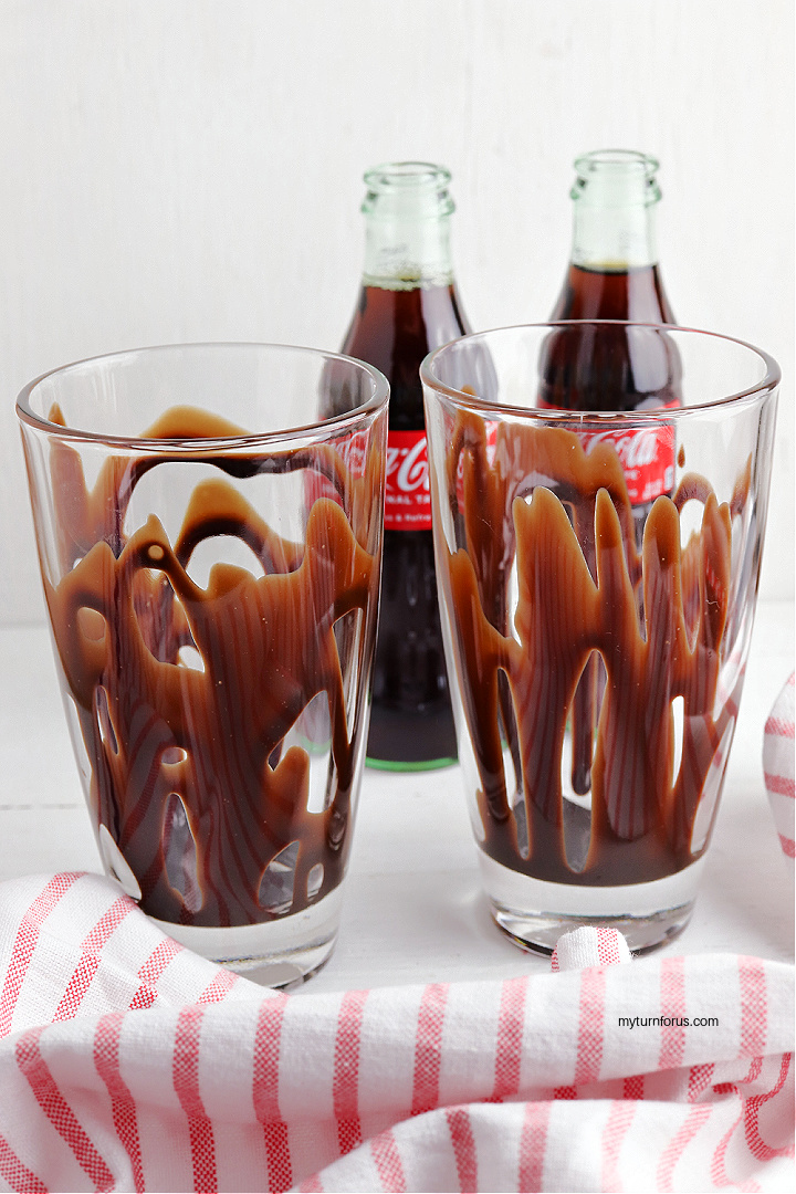 chocolate drizzled inside glasses