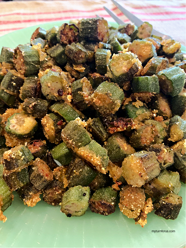 pan fried okra with cornmeal