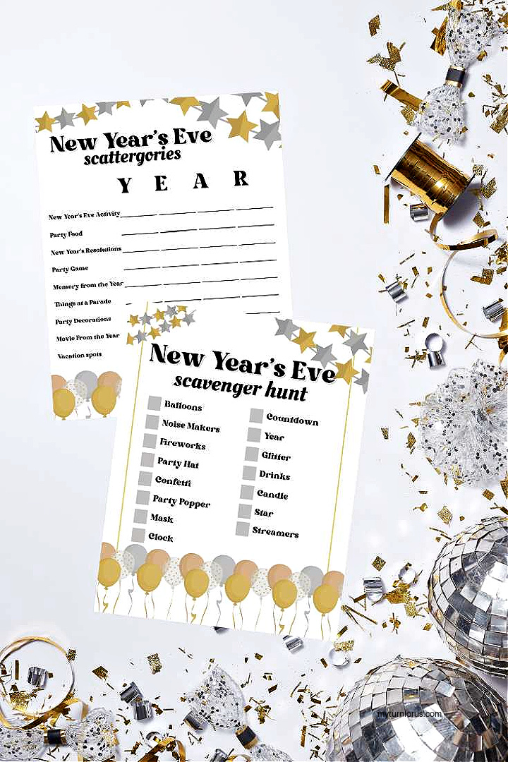 New Year's Eve printable games, new years eve scavenger hunt