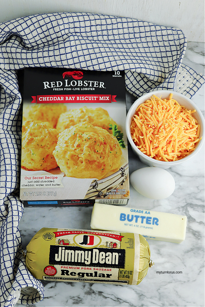 ingredients for Cheddar Bay Sausage Balls