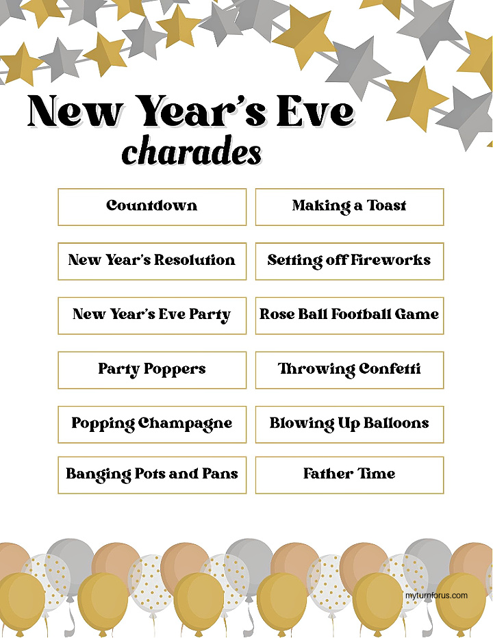 New Years Eve games Printables