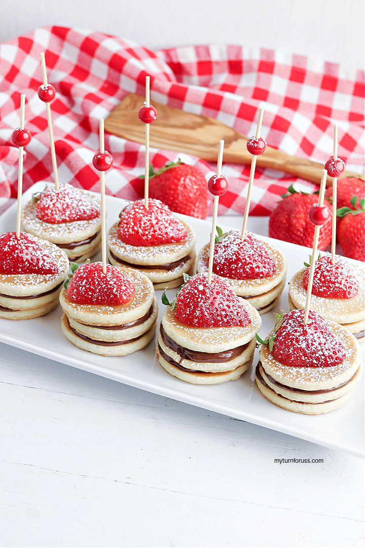 mini nutella strawberry pancakes