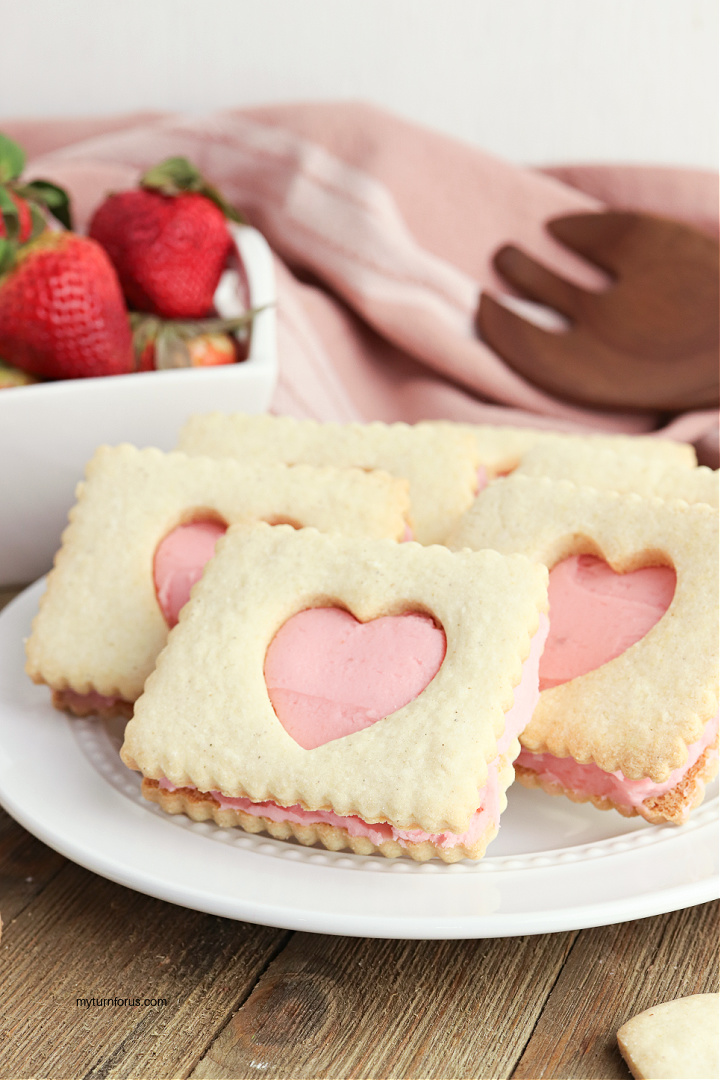 linzer heart cookies with jam buttercream