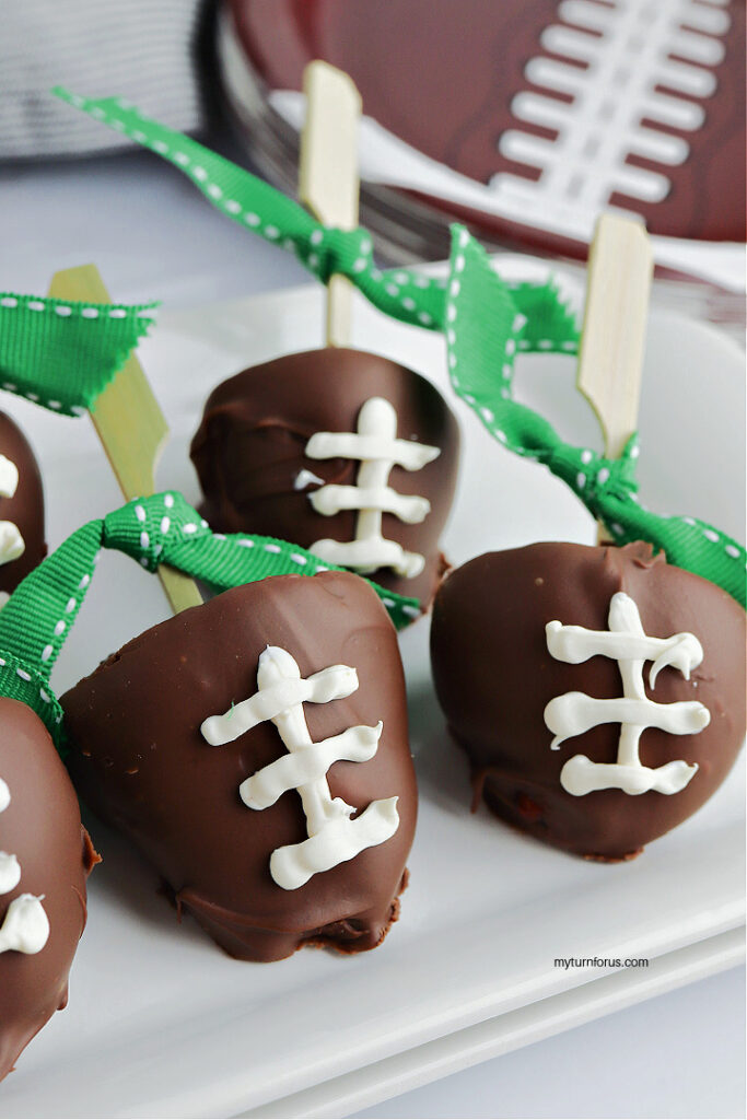 chocolate dipped strawberry footballs