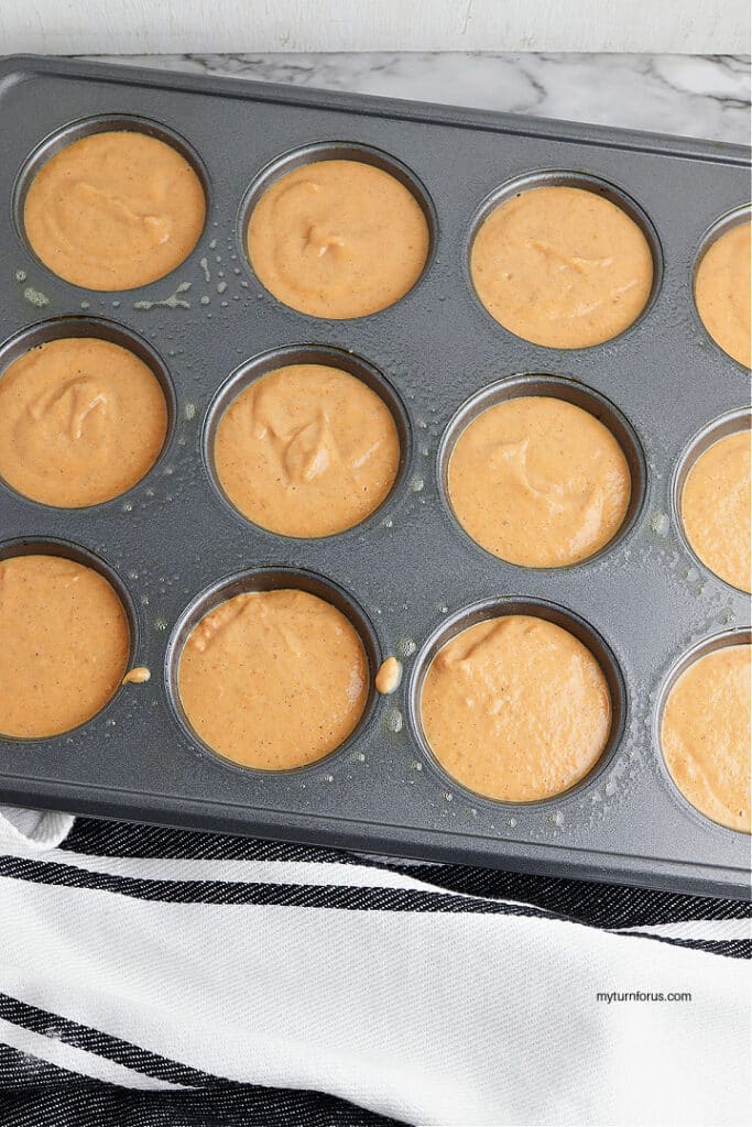 Batter in cupcake tin