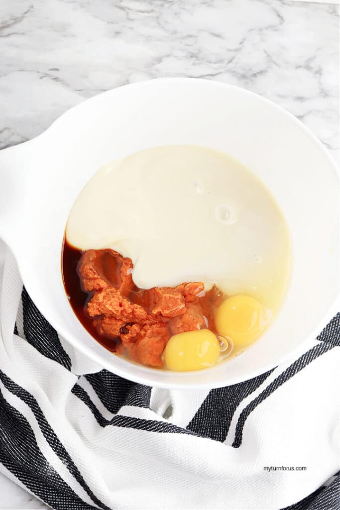 puree, milk and eggs