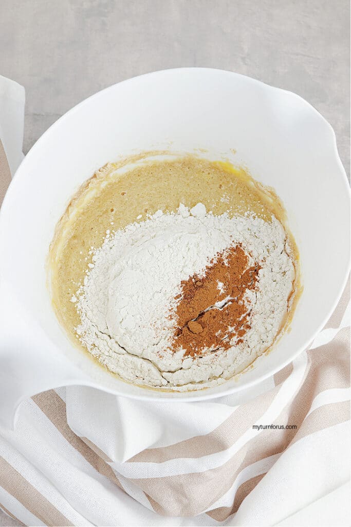 Flour Cinnamon, nutmeg, baking soda and salt for