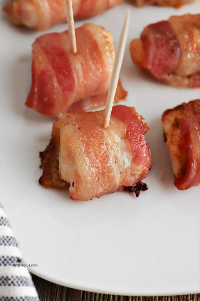 sweet and spicy bacon wrapped chicken bites