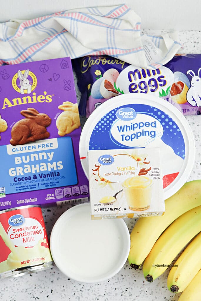 Ingredients for Easter Banana Trifles