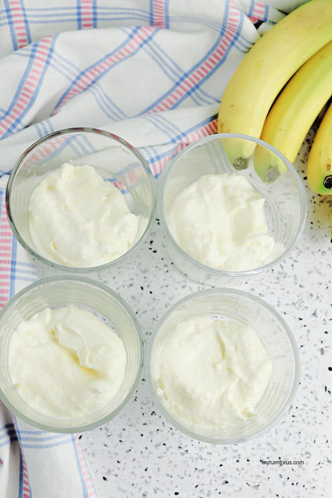 pudding mixture at the bottom