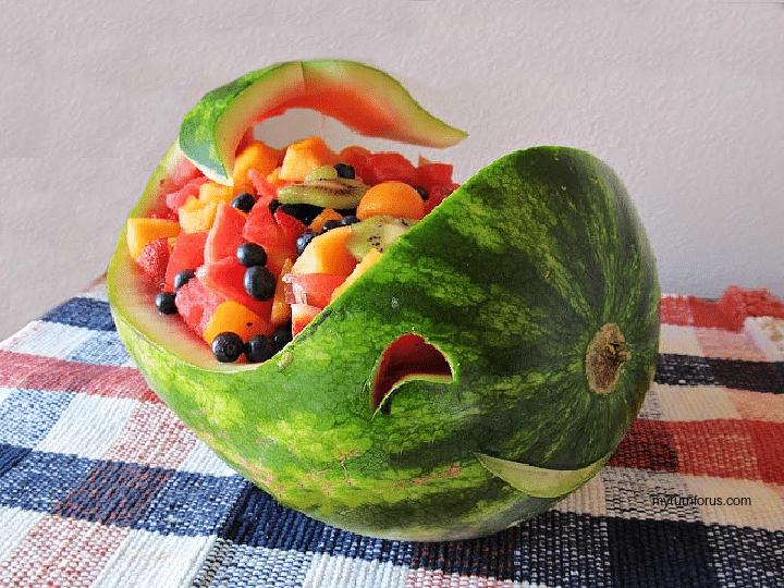 carved whale watermelon