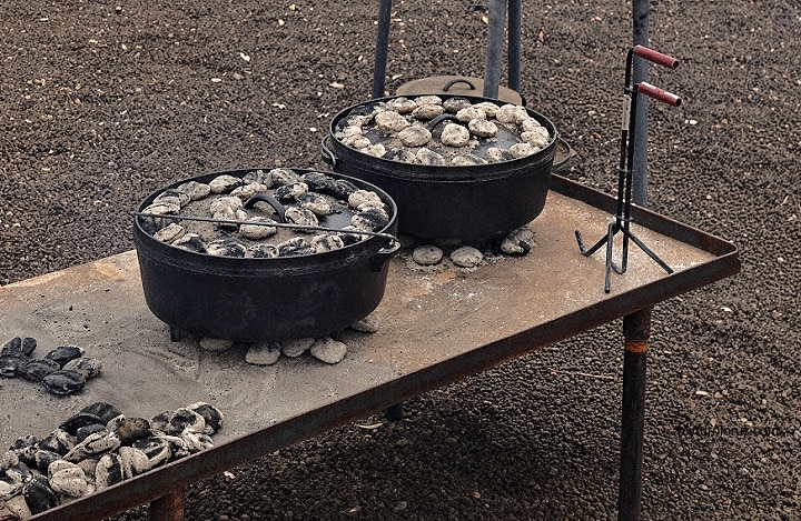 Camping recipes Dutch Ovens cooking Peach Cobblers